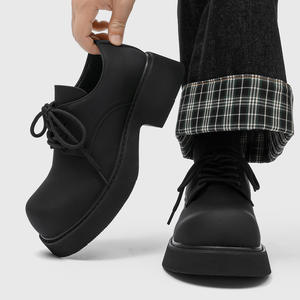 Cleanfit Derby ayakkabı erkekler Paris ayak İngiliz rahat PU kalın taban yüksekliği artan siyah mat katı sonbahar ofis kariyer kayma-on - Product Image 5