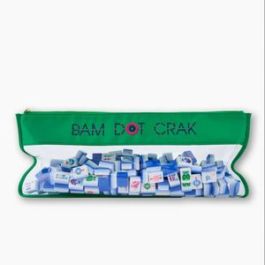 Sac de rangement Mahjong grande capacité personnalisé, motif lettres multicolores vert, fermeture éclair résistante à l'eau, portable - Product Image 1