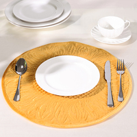 Set de table matelassé écologique, résistant à la chaleur, imperméable, doux, style zen asiatique, 100% polyester, diamètre 450 mm
