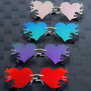 Gafas de Sol Personalizadas con Forma de Corazón y Llama, Sin Montura, UV400, Oculos De Sol Feminino, 2025 - Product Image 4