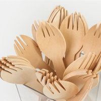 Ensemble de couverts jetables en bois de bouleau, fourchette, couteau, cuillère, cuillère-fourchette, écologiques pour la restauration