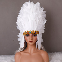 Serre-tête en plumes en gros avec pierres précieuses dorées, idéal pour le Mardi Gras, le carnaval, les costumes de festival, la couronne de fête pour femmes, la mascarade