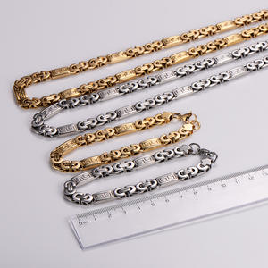 สร้อยจักรพรรดิลายกำแพงเป็นชิ้นใหญ่สร้อยข้อมือสแตนเลสชุดสร้อยคอเพทายประกอบด้วยเครื่องประดับหลัก - Product Image 5