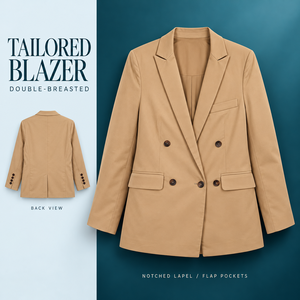 Blazer croisé pour femme à revers crantés, manches longues, kaki, style professionnel décontracté, manteau de costume, vente en gros - Product Image 1