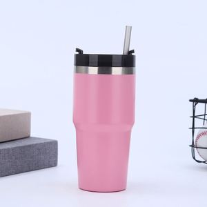 20oz Stainless Steel <b>Thermal</b> Travel Tumbler Vacuum Insulated Car <b>Mug</b> With Straw Reusable Coffee Water Drink Cup - Product Image 5