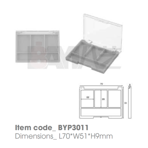 Boîte compacte en plastique Trio avec logo personnalisé et couvercle transparent pour correcteur, fard à joues, fard à paupières et couleur pour sourcils - Product Image 1