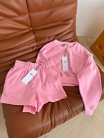 Set Yoga Aloe: Kaus Olahraga Wanita Grosir, Ringan, Model Crop Crewneck, Celana Pendek Longgar Trendy dengan Tali Serut