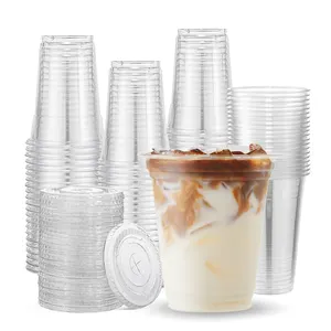 7 8 9 10 12 16 20 Oz Wegwerp Plastic Pet Cup Met Koepel Platte Deksel Leverancier Fabrikant Groothandel Custom