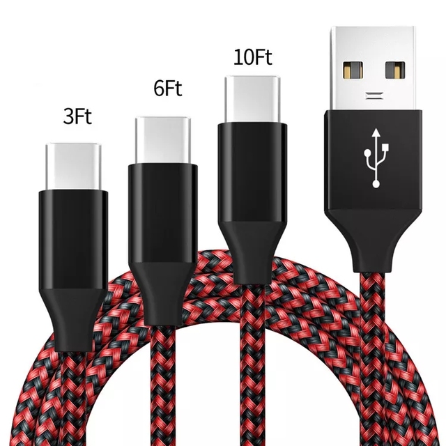 1m 2m 3m Nylon Braided Data Charger Cord 3A Fast Charging USB Type C Cable for Samsung