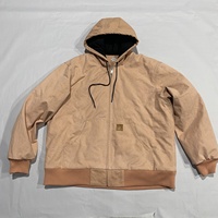 Veste de travail personnalisée en toile de coton 100% avec doublure, coupe ample, fermeture éclair, effet délavé, style ouvrier, à capuche