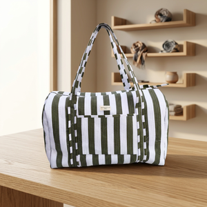 Stylish Durable Lightweight Large Capacity Eco-Friendly Duffle Bag Handcrafted Cotton Machine Quilted Zipper <b>Block</b> Print Trendy - Product Image 3