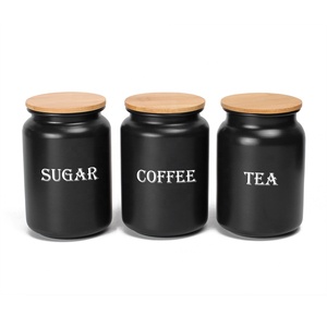 Wholesales <strong>Kitchen</strong> Counter Food <strong>Storage</strong> <strong>Tin</strong> for Sugar Coffee Tea 3PCS Canister Set Metal Food Jars - Product Image 4