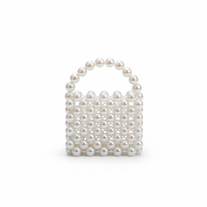 <b>Ivory</b> Pearl Beaded Plastic Hobo Bag Handmade Modern Statement Purse | Elegant Bead Shoulder Bag | Large Durable Travel Ready - Product Image 2
