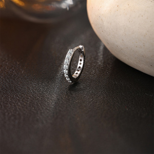 100% 925 Sterling Silver Classic <b>Moissanite</b> Inlay Classical Hoop <b>Earring</b> for Women - Product Image 2