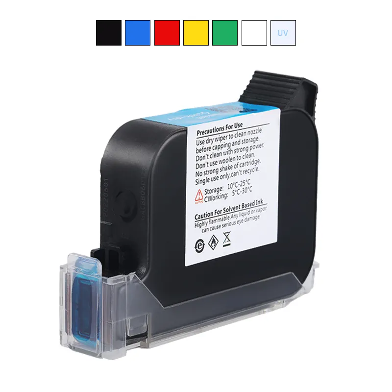 42ML TIJ2.5 45A Handheld Inkjet Coding Printer Water Based Fast dry Blue white Black Ink Cartridge