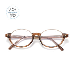 Lunettes de vue ovales demi-cerclées style coréen TR90, anti-lumière bleue UV400, unisexe, verres acryliques JD31312 - Product Image 1