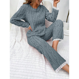 <span class=keywords><strong>Pigiama</strong></span> da <span class=keywords><strong>Donna</strong></span> Personalizzato SMOOTH, Caldo e Spesso per Autunno e Inverno, Popolare Set da Casa in Flanella a Maglia Intrecciata - Product Image 2