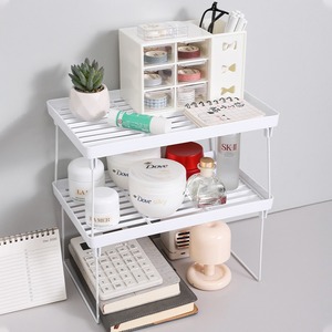 Foldable Storage Rack Bathroom <b>Shelf</b> Kitchen Desktop Cosmetic Organizer Multi Layer Space Saving Utility Holder Stand - Product Image 4