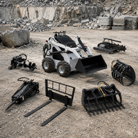 Mesin Diesel Hidrolik Aliran Tinggi & Pompa Mini Sit-on Wheeled Skid Steer Loader untuk Pembersihan Jalan