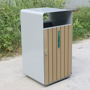 Buiten Rechthoek Wpc Hout Vuilnisbak Vuilnisbak Buiten Tuin Patio Waterdicht Recycle Prullenbak Openbare Vuilnisbak - Product Image 5