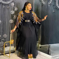 Robe Kaftan Abaya Luxe Afrique pour Femmes, Robe Musulmane avec Strass, Perles et Paillettes, Grande Taille, Robe Traditionnelle, Robe de Soirée