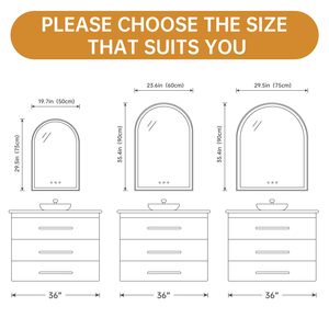 Gương phòng tắm kính vòm tùy chỉnh có đèn LED 3 màu, hình chữ nhật, màn hình cảm ứng, chống mờ cho phòng khách Solan - Product Image 6