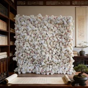 Mur de fleurs artificielles 5D ultra-réaliste 8*9 pieds pour décoration intérieure et mariages - Product Image 1