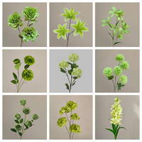 Bunga Anggrek Mawar Sutra Hijau Real Touch Artificial untuk Pernikahan, Hydrangea, Baby's Breath, Lily, Injection Molding Grosir