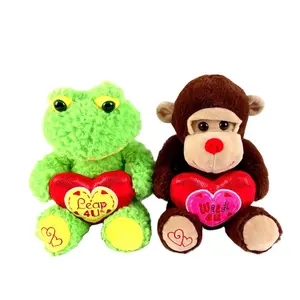 Dia dos namorados macaco recheado animais e sapo brinquedo de pelúcia com coração vermelho 2023 presentes do dia dos namorados para namorada namorado