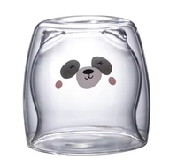Tasse en verre d'isolation thermique à double paroi en forme d'ours de 250ml pour thé café lait