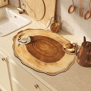 Kitchen Countertop <b>Mat</b> Oval Non-Slip Natural Rubber Drain <b>Mat</b> For Sink Coffee <b>Bar</b> Use - Product Image 1