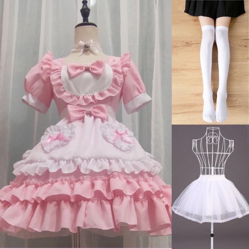 Pink and white stockings petticoat