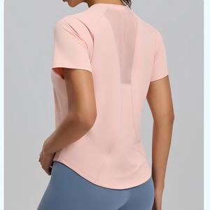 Wholesale Women <b>Raglan</b> Short Sleeve Yoga T Shirt Quick Dry Mesh Back Vent Athletic <b>Top</b> Loose Fit Running Workout Active Wear - Product Image 3