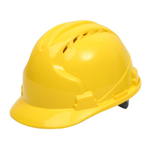 Casque de sécurité ordinaire en plastique jaune ventilé pour chantier de construction - Product Image 1