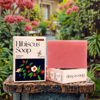 Sabun Herbal Bar untuk orang dewasa tubuh padat bunga Hibiscus dingin diproses pemutih mencerahkan kulit minyak esensial mandi buatan tangan