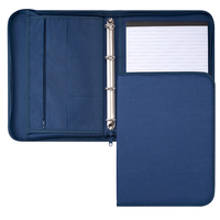 Porte-documents en tissu de toile noir A4 avec fermeture éclair, classeur à anneaux, dossier de documents, porte-documents en polyester