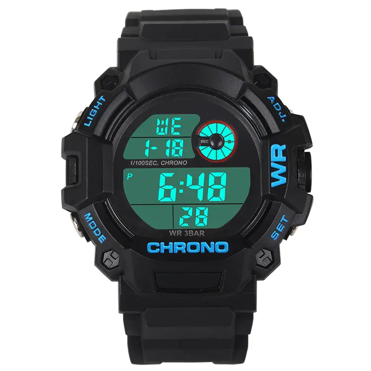 professional manufacturer lcd display water proof simple black golf elderly big screen wrist digital watch