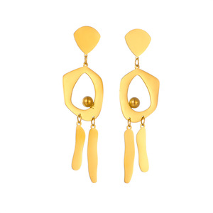 Geometric Pendant Earrings Zinc Alloy Gold Tone Irregular Shape Tassel Long Dangle For Party Fashion Jewelry - Product Image 5
