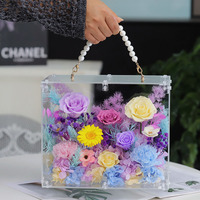 Fabrikneues Design Konservierte Blumen-Handtasche Geschenk mit Anpassungsmöglichkeit für Muttertag Valentinstag Weihnachten Ewiges Blumenarrangement