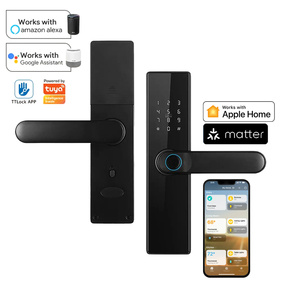 Cerradura Inteligente Antirrobo a Prueba de Agua para Puerta, Cerradura Digital con Teclado, Huella Dactilar y WiFi Tuya Matter para Exteriores, de Aleación de Aluminio para Puertas de Madera - Product Image 1