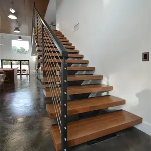 Treppen zubehör Holz mit geradem Treppen glas geländer