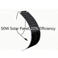Panneau solaire flexible XXR-OEM ultra-mince 50W, taux de conversion 22%, étanche, mono PV, 210mmx210mm, pour toit courbé, yacht, réseau