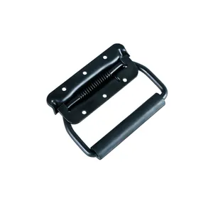 Black Spring Loaded Case Handle Stainless Steel Surface Mount Chest Handle With Rubber Grip L207