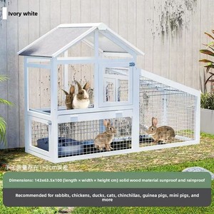 Gabbia per conigli da interno in legno grigio con rampa per animali domestici come conigli, gatti, dragozzi, porcellini d'India, ecc. - Product Image 3