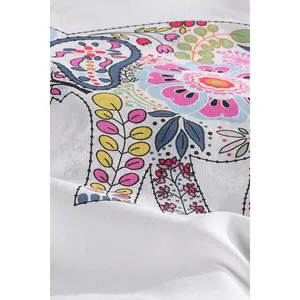 Ensemble de housse de couette double en coton blanc à imprimé éléphant Karden Flower 200x220 - Product Image 5