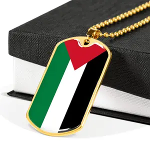 Tráng Men Thép Không Gỉ 18K Mạ Vàng Bản Đồ Palestine Sản Phẩm Cờ Tag Mặt Dây Chuyền Vòng Cổ