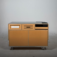 Meuble de café mobile multifonctionnel en bois au design tendance avec prise, stand pliable pour voiture