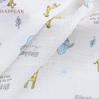 HAPPEAK meilleure vente Double coton gaze tissu imprimé éléphant girafe Design pour filles pour bébé vêtements chemises et artisanat