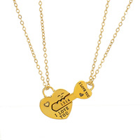 Colliers de couple bijoux en gros 18K plaqué or coeur clé pendentif chaîne collier amant accessoires cadeau pour la Saint-Valentin