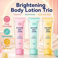 Lotion Tubuh Dual Chamber Pencerah Trio Vitamin C Niacinamide Hyaluronic Acid Formula Ringan OEM Grosir